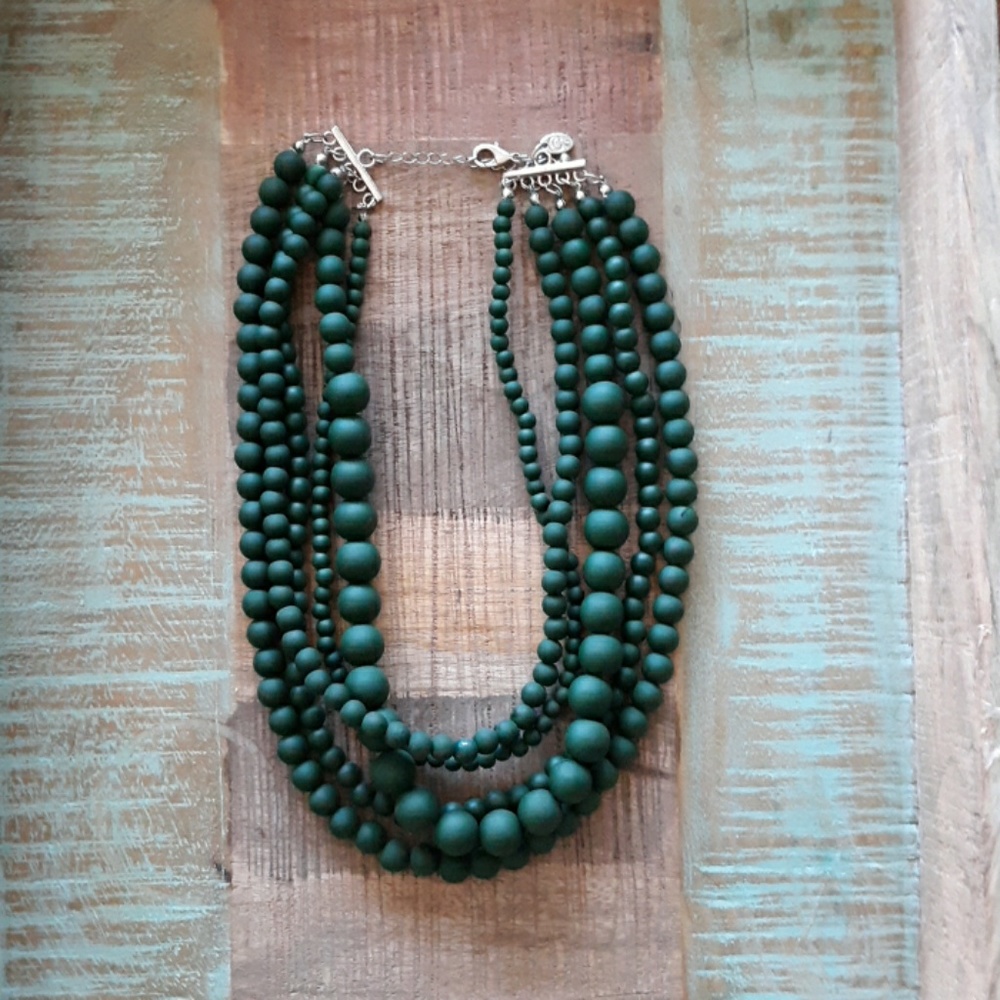 Matte green beaded necklace
